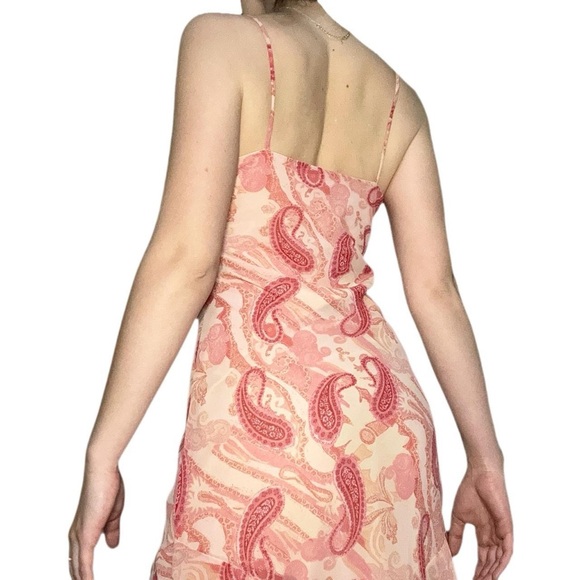 Heart Moon Star Pink Paisley Lace-Trim Asymmetrical Slip Dress - Picture 2 of 5